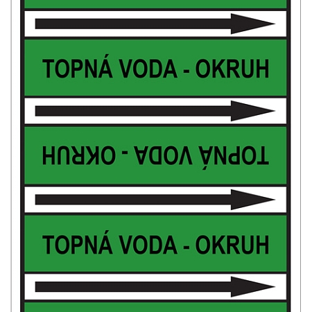 Značení potrubí, topná voda - okruh
